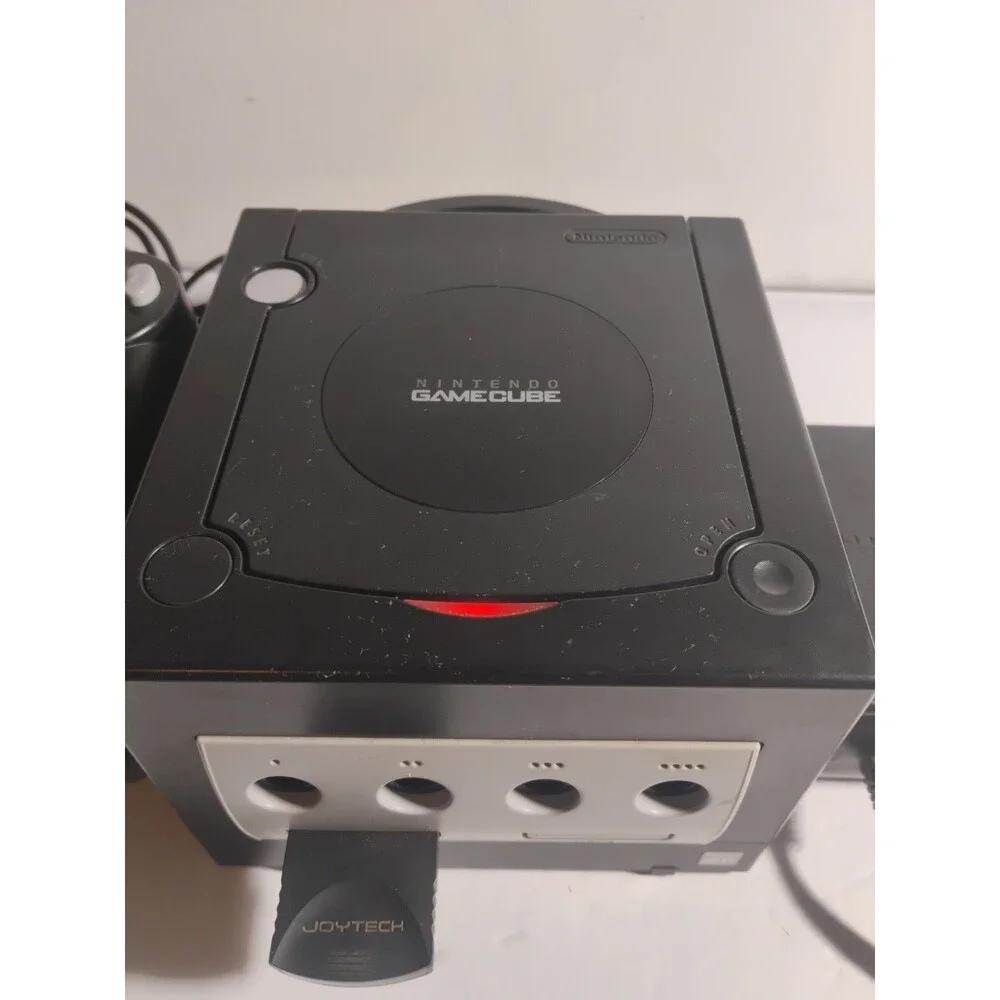 Nintendo GameCube Game Console Black System DOL 001 W/2 Remote, Adapter Tested